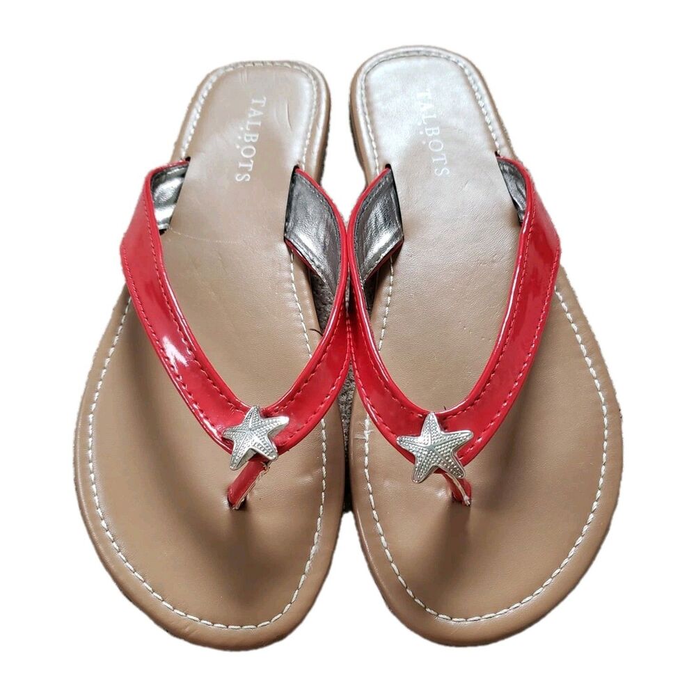 Talbots Women's Sandals Flip Flop Red Slip On Casual Toe Post Open Toe Low Top 9